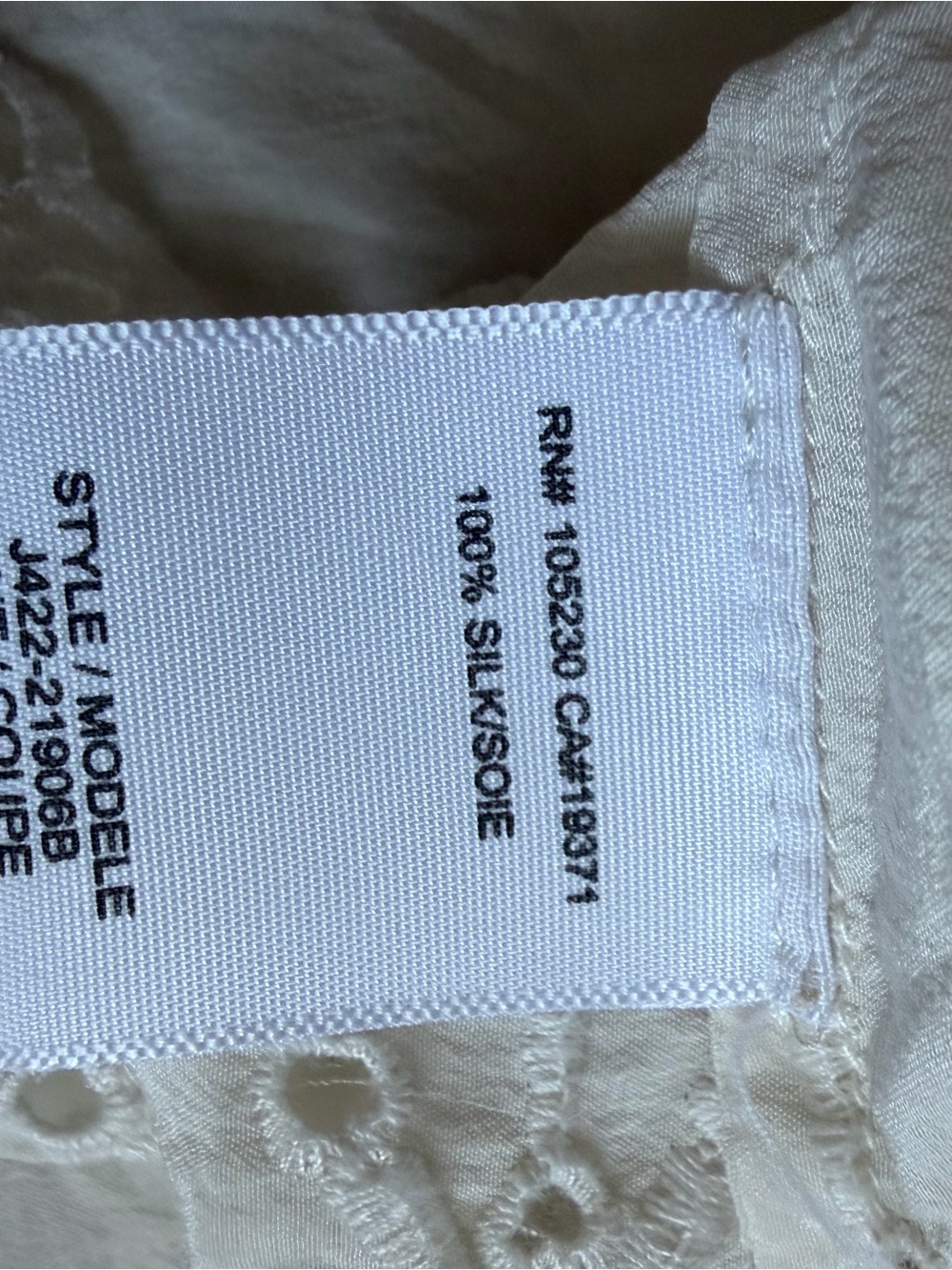 Women’s Joie Cream Eyelet-Hem Sleeveless Tank. 100% Silk. Size XS. - Picture 6 of 6